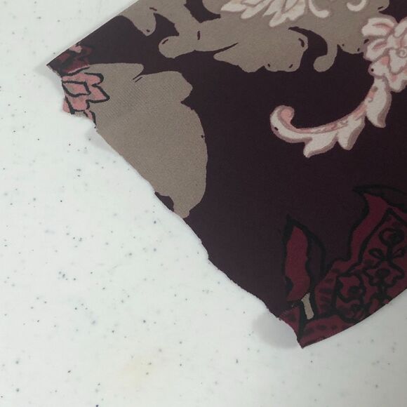 Fairy Grunge Floral AOP Top Blouse Women Burgundy 2XL Frayed Sleeves Boho Grunge - Picture 10 of 13